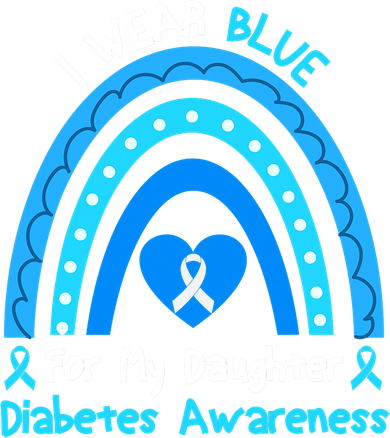 Rainbow I Wear Blue For My Daughter Diabetes Kids T-Shirt