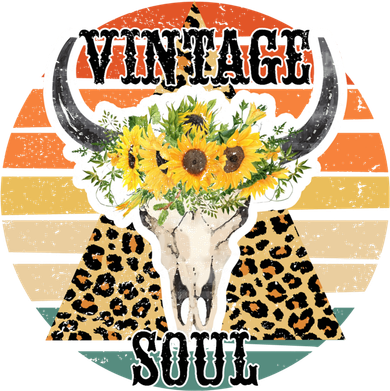 Retro Leopard Sunflower Bull Skull Vintage Soul Western Girl Gift Baby Bodysuit