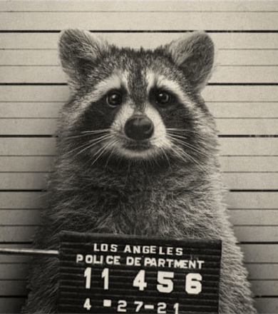 Raccoon Mugshot Funny Parody Bucket Hat