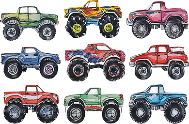 Retro Monster Trucks In A Row Women's T-Shirt