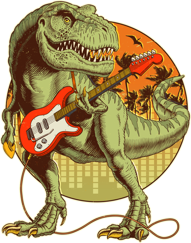 Vintage Rocking Guitar T-Rex Dinosaur Backpack