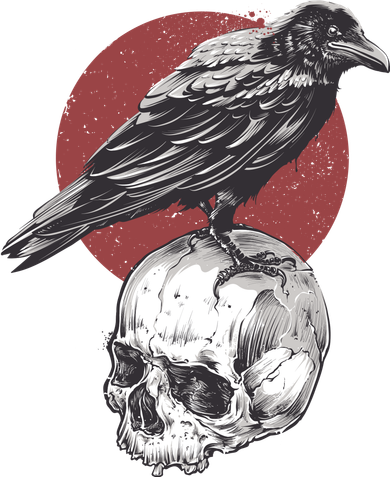 Raven On Skull Button