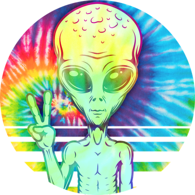 Retro Peace Alien Hippie Tote Bag