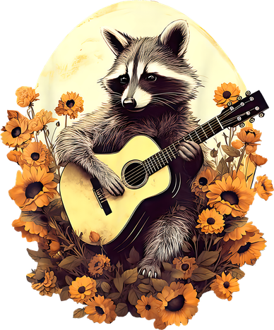 Raccoon Playing Guitar Floral Cottagecore Men Women Sweatshirt