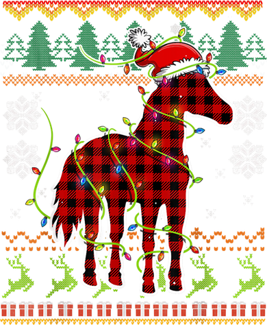 Red Plaid Horse Santa Hat Ugly Christmas Sweater Pajamas Great Gift Toddler Hoodie