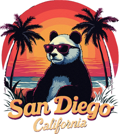 Retro Panda In Sunglasses San Diego California Zoo Vintage Polo