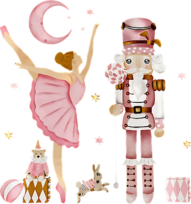 Retro Pink Sugar Plum Fairy Nutcracker Christmas Toddler Long Sleeve