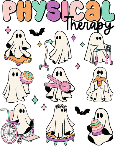 Retro Physical Therapy Halloween Ghosts Spooky PT Toddler Long Sleeve