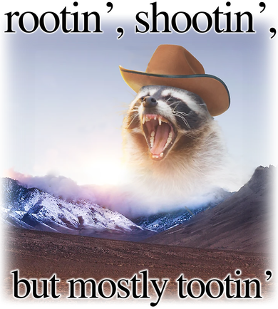 Rootin Shootin But Mostly Tootin Cowboy Raccoon Word Art Coffee Mug
