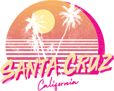 Retro Santa Cruz California Beach Sunset Gift Button