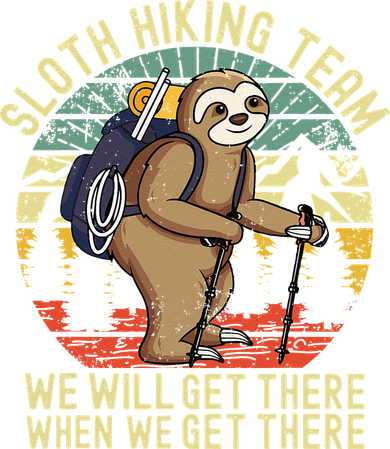Retro Sloth Hiking Team Well Get There When We Get There Hoodie