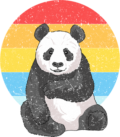 Retro Sunset Panda Gift Kawaii Vintage Panda Gift Kids T-Shirt