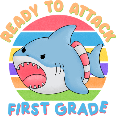 Ready To Attack First Grade Funny Shark Bucket Hat