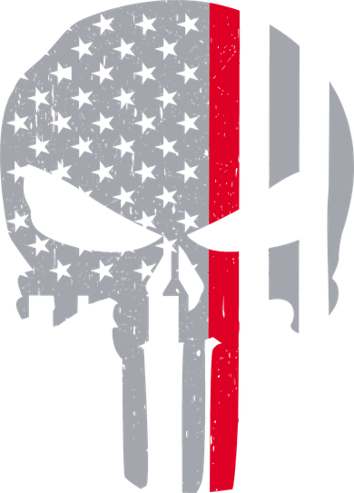 Thin Red Line Skull USA Firefighter Flag Doggie Tank