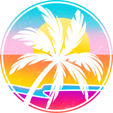 Retro Ocean Sun Palm Tree Emblem Kids Long Sleeve Shirt