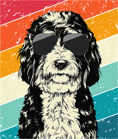 Retro Vintage Bernedoodle With Sunglasses Dog Lovers Doddie Hoodie