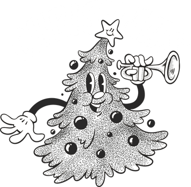 Retro Vintage Christmas Tree Cartoon Merry & Bright Tote Bag