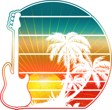 Retro Vintage Guitar Sunset Sunrise Island Kids T-Shirt
