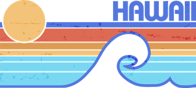 Retro Vintage Hawaii Sunset Wave Button