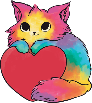 Rainbow Valentine Kitten Ceramic Ornament