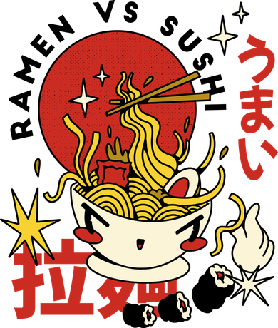 Ramen Vs Sushi Retro Japanese Food Mousepad