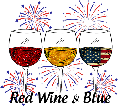Red Wine & Blue 4th Of July Red White Blue Wine Glasses Golf Towel