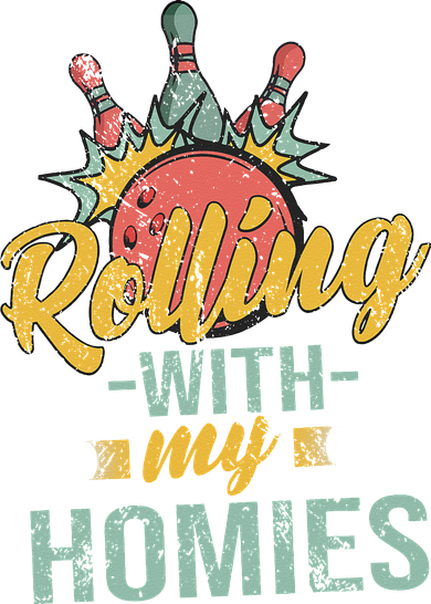 Rollin With My Homies Retro Bowling Kids Long Sleeve Shirt