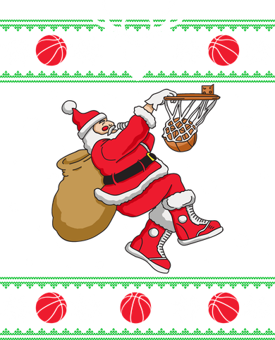 Santa Dunking Basketball Ugly Christmas Women's Hoodie