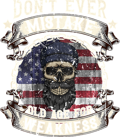Skull American Flag Dont Ever Mistake Old Age For Weakness Kids T-Shirt