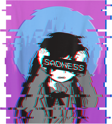 Sad Anime Girl Japanese Aesthetic Vaporwave Anime Otaku Kids Hoodie