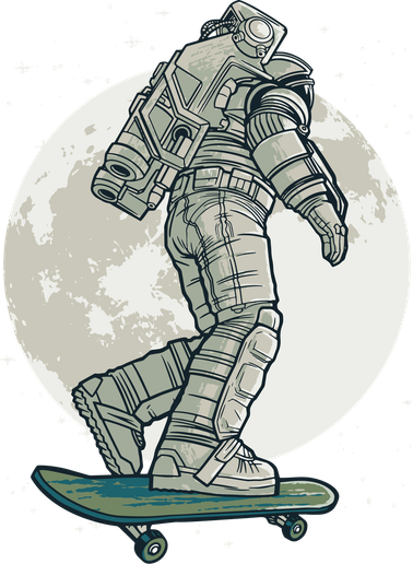Skater Astronaut Moon Button