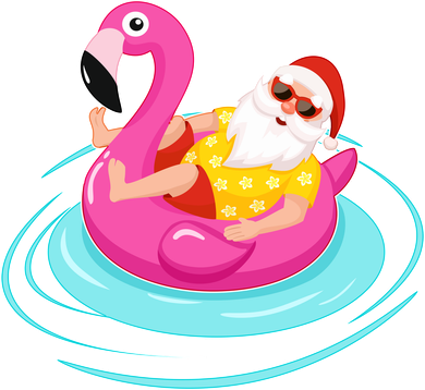 Pool Party Santa Christmas in July Mousepad