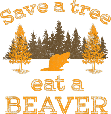 Save A Tree Eat A Beaver Funny Earth Day Kids T-Shirt