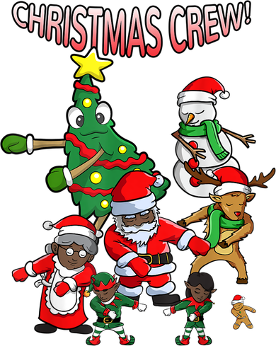 Santa Black African American Christmas Crew Flossing Floss TShirt Kids T-Shirt