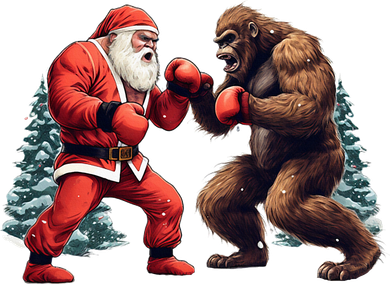 Santa Claus Boxing Bigfoot Sasquatch Christmas Coaster