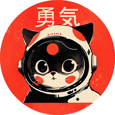 Space Cat Courage Japanese Retro Kawaii Cute Astronaut Cat Women's Sweatshirt