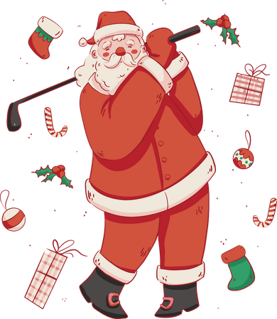 Santa Claus Golf Lover Holiday Kids Hoodie