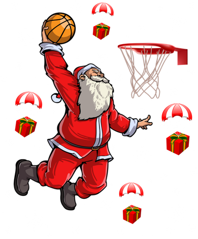 Santa Claus Is Playing Basketball Christmas Gift Button