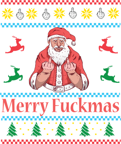 Santa Claus Middle Finger Merry Fuckmas Ugly Christmas Gift Kids T-Shirt