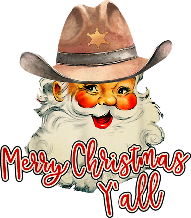 Santa Claus Merry Christmas Y'all Western Country Cowboy Coaster