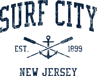 Surf City Nj Vintage Crossed Oars & Boat Anchor Baby Bodysuit