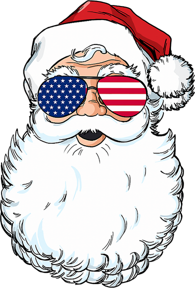 Santa Claus Patriotic USA Sunglasses Christmas In July Santa Toddler T-Shirt