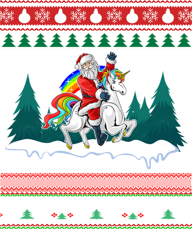 Santa Claus Riding On A Unicorn Ugly Christmas Funny Button