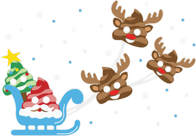 Santa Claus Reindeer Poop Emoticon Christmas Emoji Xmas Gift Button