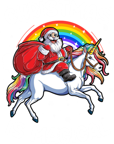 Santa Claus Riding Magical Unicorn Rainbow Funny Christmas Gift Backpack