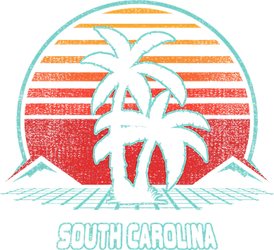 South Carolina Retro Palm Tree Beach 80s Style Women's Dry Zone Grid Polo