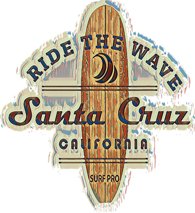 Santa Cruz Surfer Surfboard Vintage Ornament