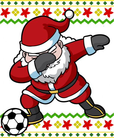 Santa Claus Soccer Dabbing Ugly Christmas Boy Teen Toddler Hoodie