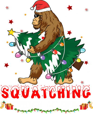Sasquatch Christmas Squatching Bigfoot Santa Xmas Tree Light Women's Sweatshirt