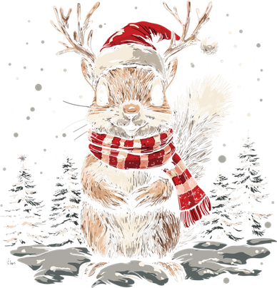 Squirrel Christmas Santa Hat Pajama Funny Squirrel Xmas Gift Women's Long Sleeve Shirt